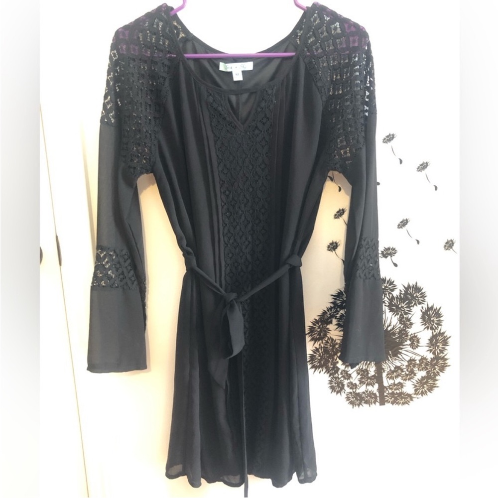 She + Sky Black Lace Dress